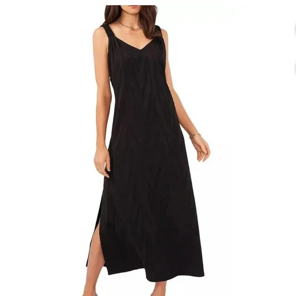 chinese dress ladies Black Jacquard Maxi Tiered Dress at Maria Vincent Boutique Black / S main image 0